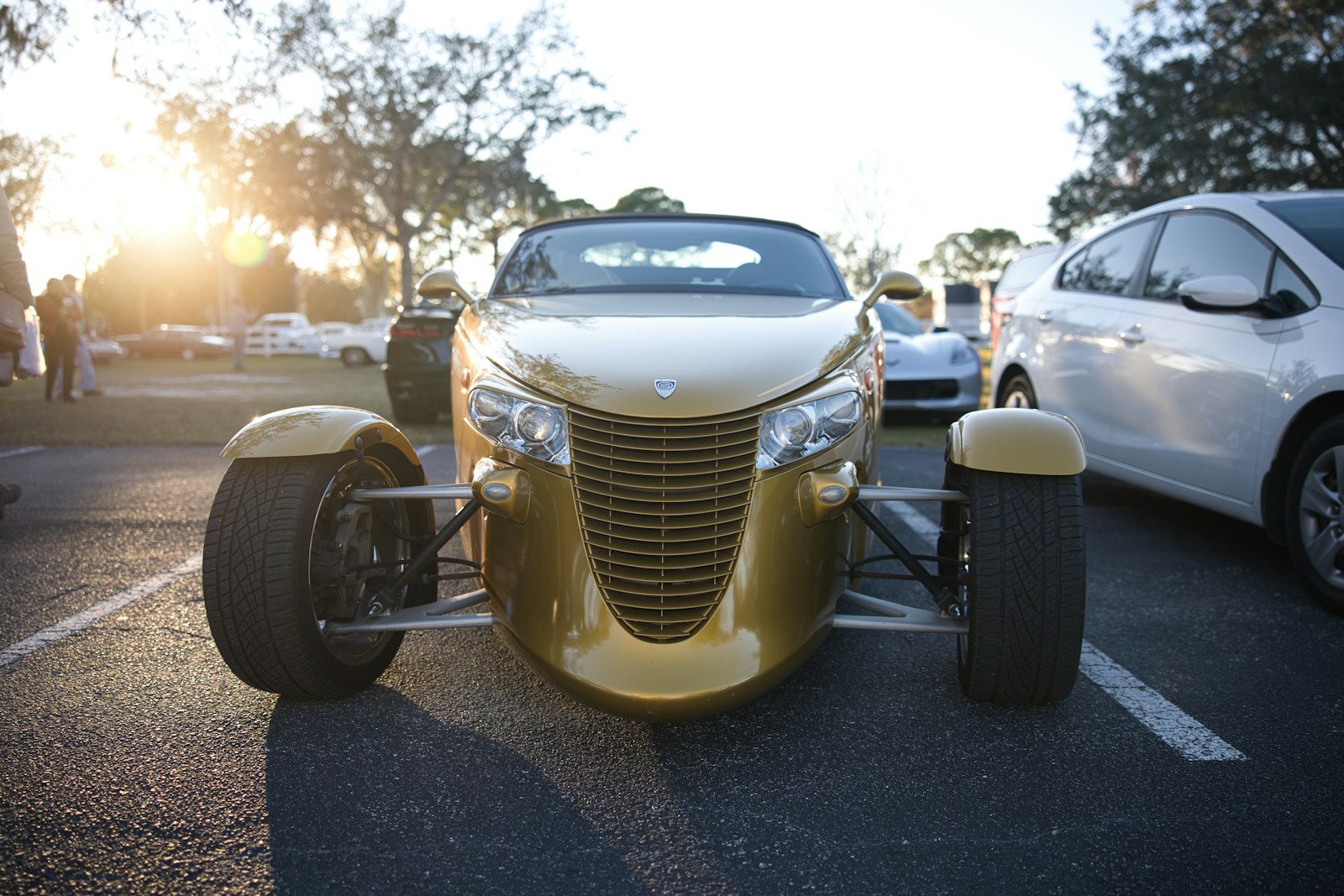 a car is parked in a parking lot